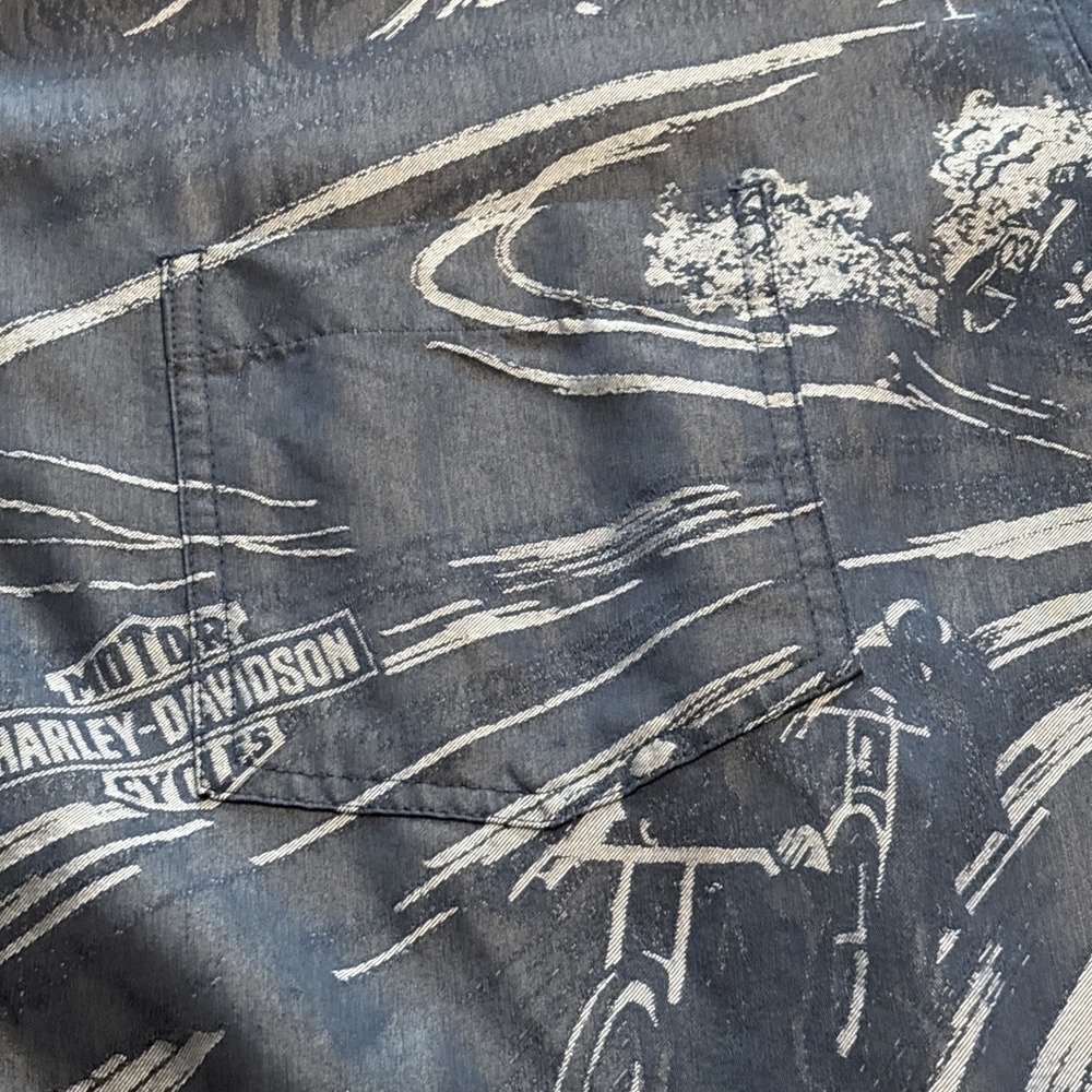 Harley-Davidson Shirt‎ Mens 2XL Short Sleeve Button-Up All Over Print Rayon - Picture 5 of 8